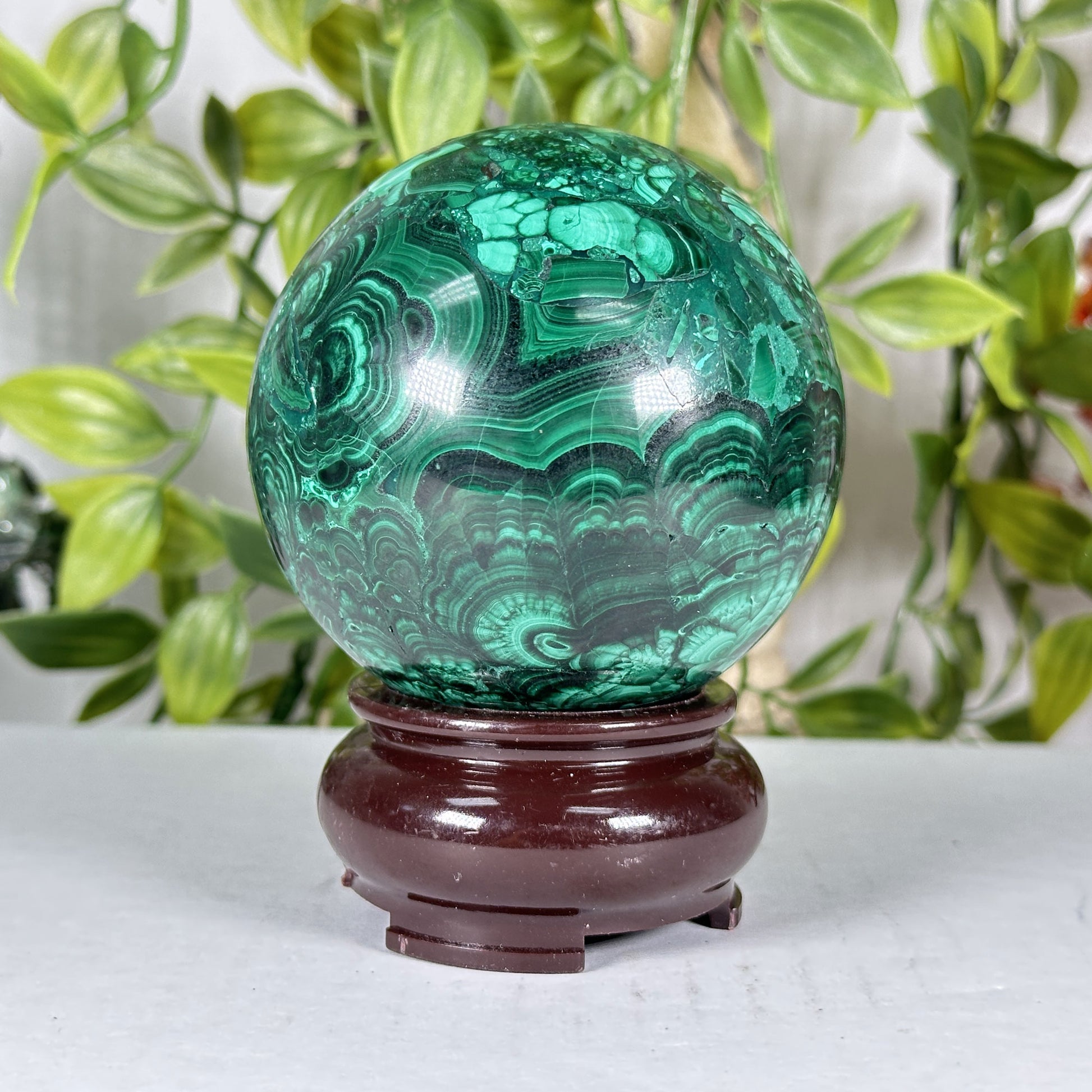 Malachite Crystal Sphere - Gem Avenue Retail 