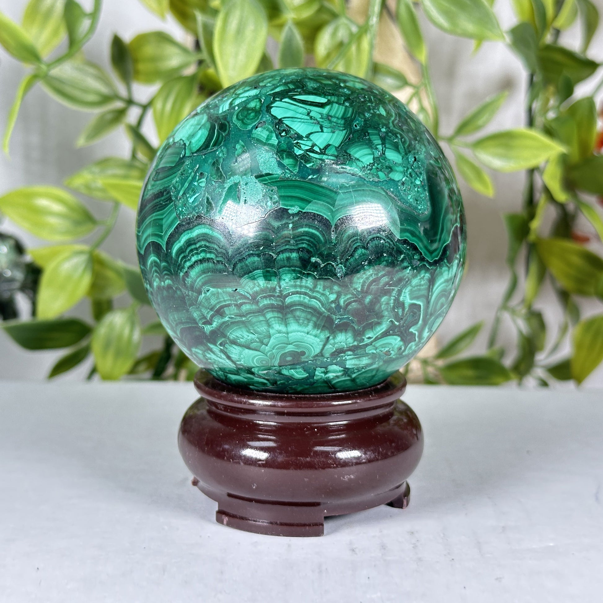 Malachite Crystal Sphere - Gem Avenue Retail 