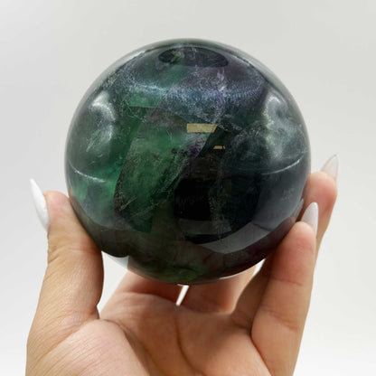 Natural Fluorite Crystal Sphere 2.5" Green Purple Gemstone - Gem Avenue Retail