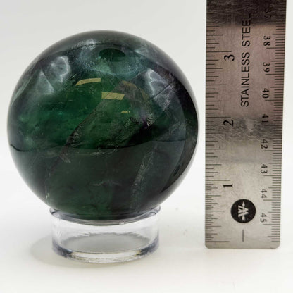 Natural Fluorite Crystal Sphere 2.5" Green Purple Gemstone - Gem Avenue Retail