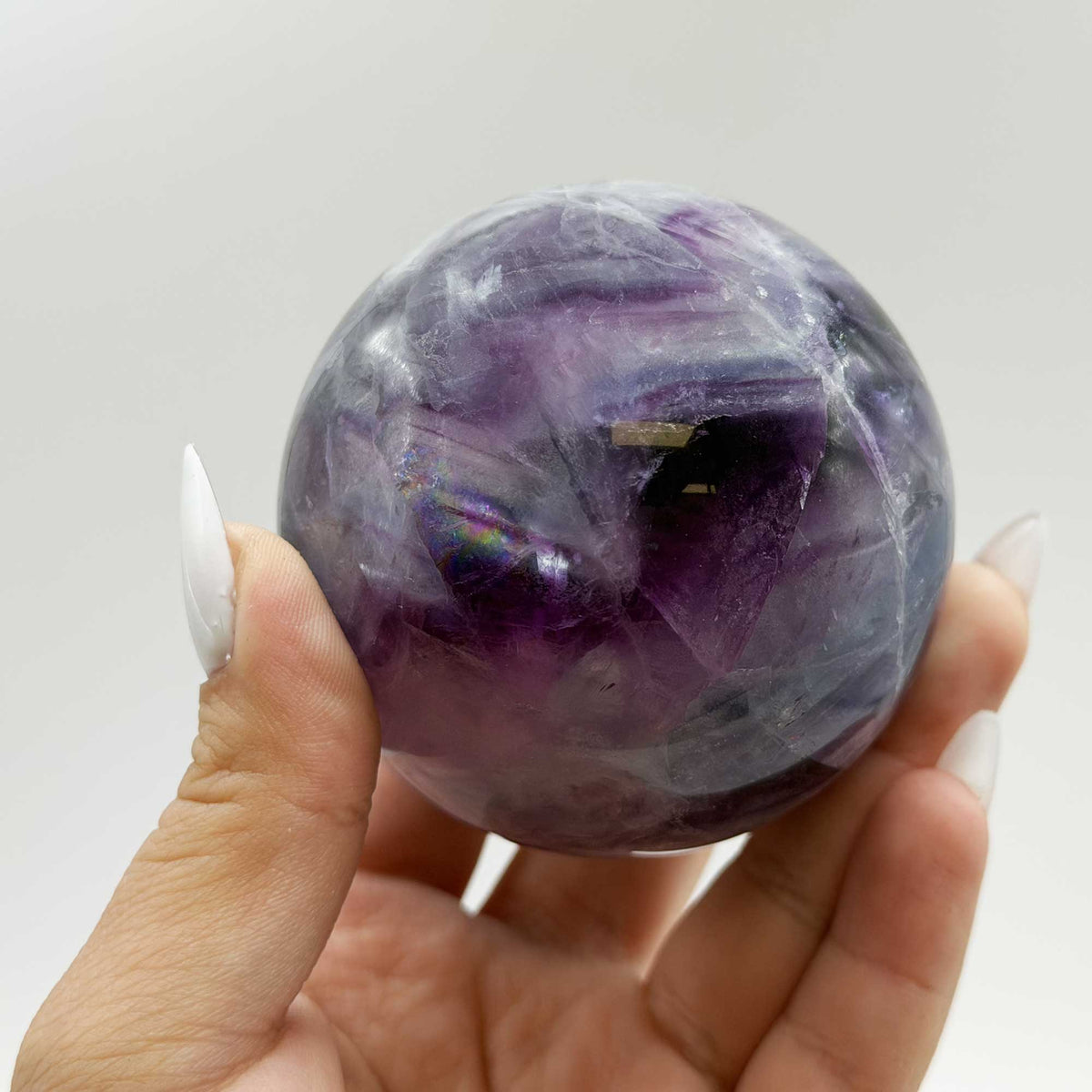 Purple Fluorite Crystal Sphere 2" Gemstone Specimen - Gem Avenue Retail