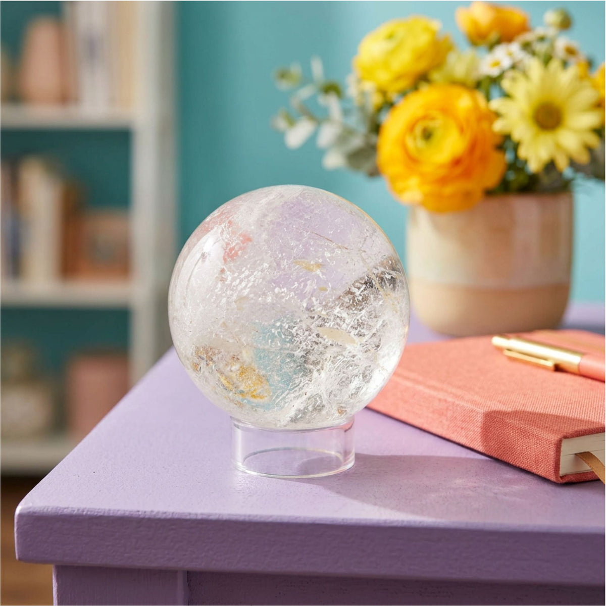 Natural Clear Quartz Crystal Sphere 2"