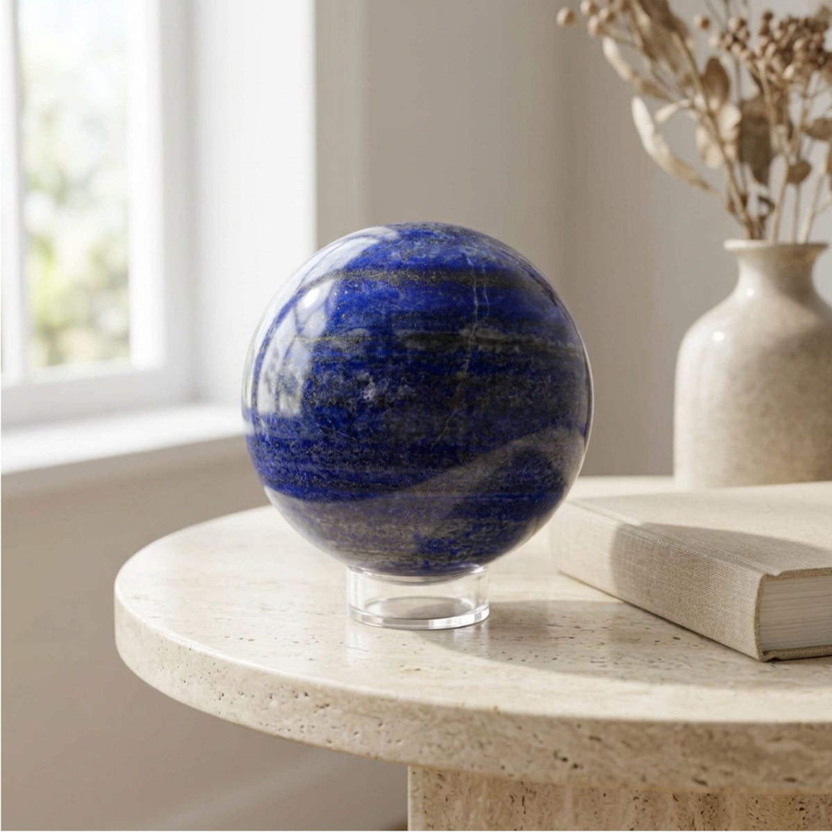 Lapis Lazuli Sphere 3.5" Natural Blue Crystal Gemstone