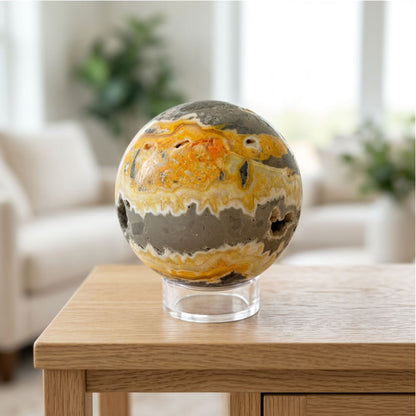 Bumble Bee Jasper Sphere 2" Natural Yellow Black Crystal Gemstone