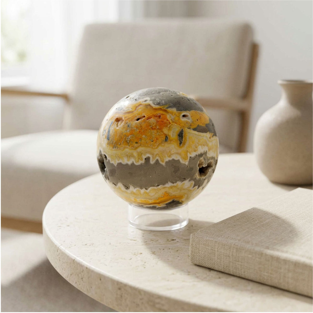 Bumble Bee Jasper Sphere 2" Natural Yellow Black Crystal Gemstone