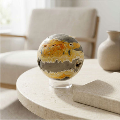 Bumble Bee Jasper Sphere 2" Natural Yellow Black Crystal Gemstone