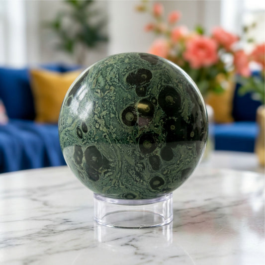 Kambaba Jasper Sphere 2.75" Natural Green Crystal Gemstone Ball
