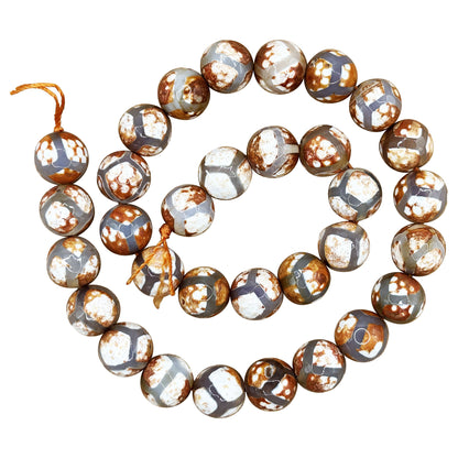 Tibetan Agate 12mm Faceted Round Bead Strand