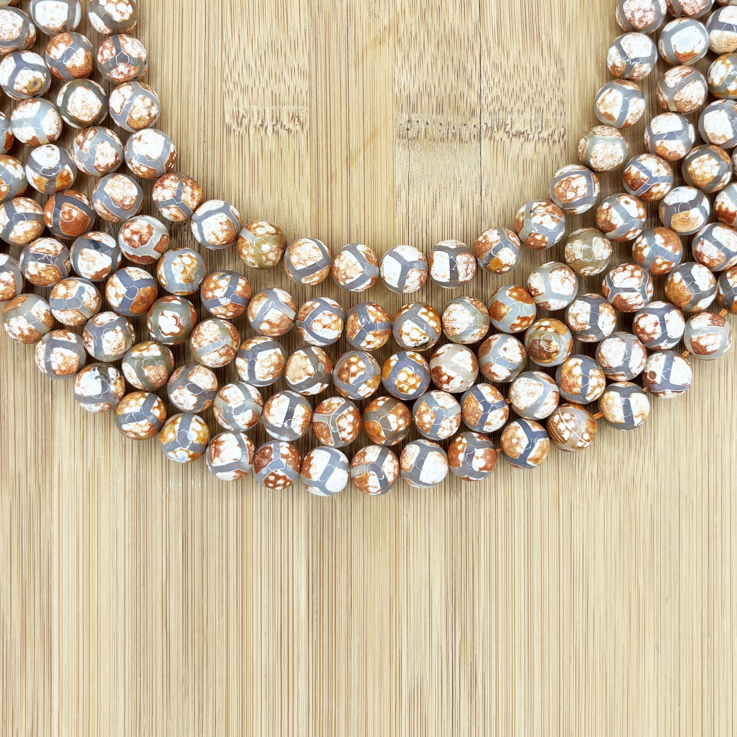 Tibetan Agate 12mm Faceted Round Bead Strand