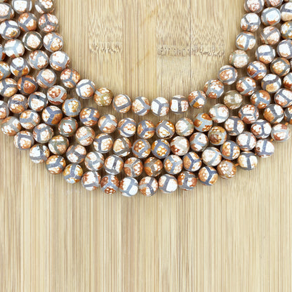 Tibetan Agate 12mm Faceted Round Bead Strand