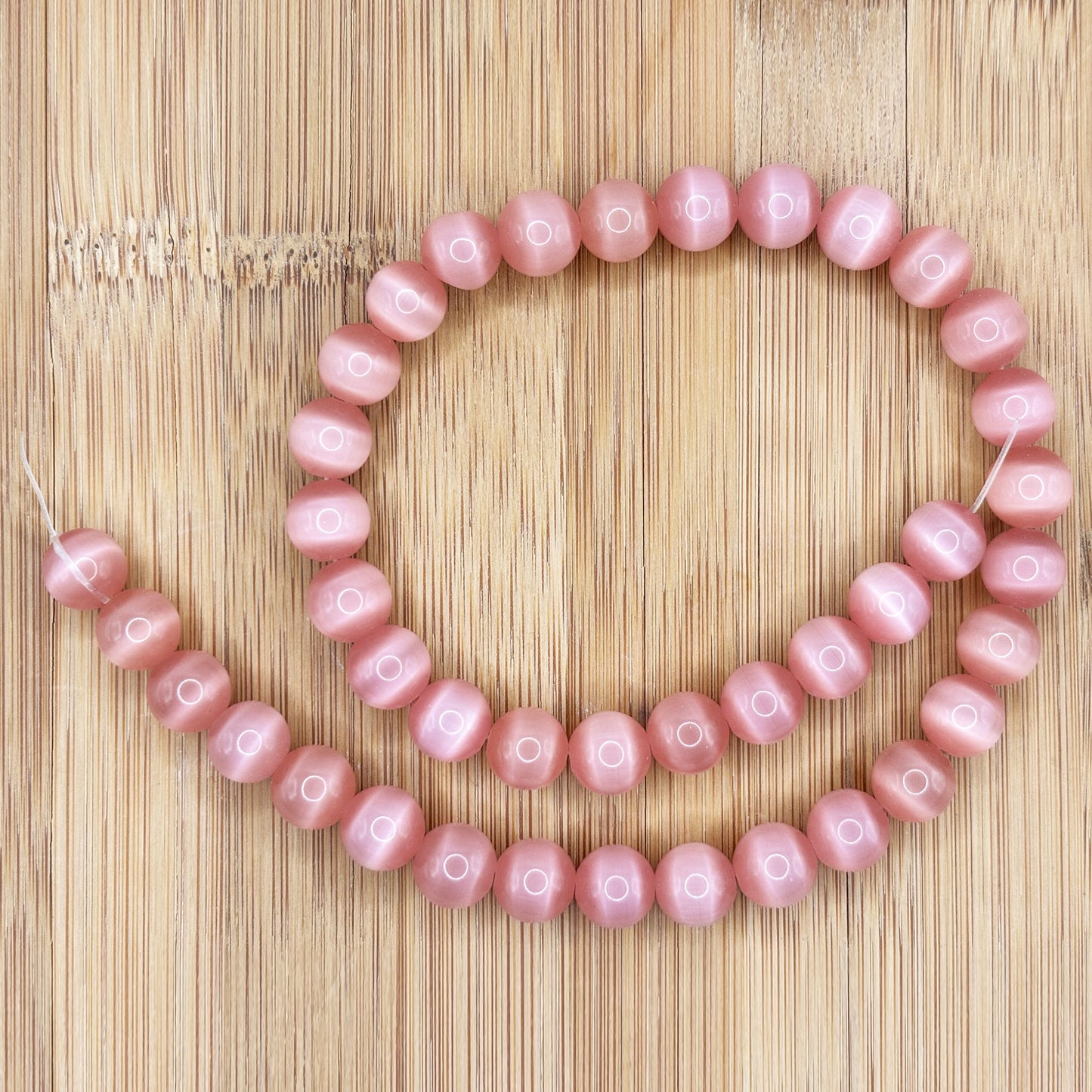 Pink Cat Eye 10mm Round Bead Strand