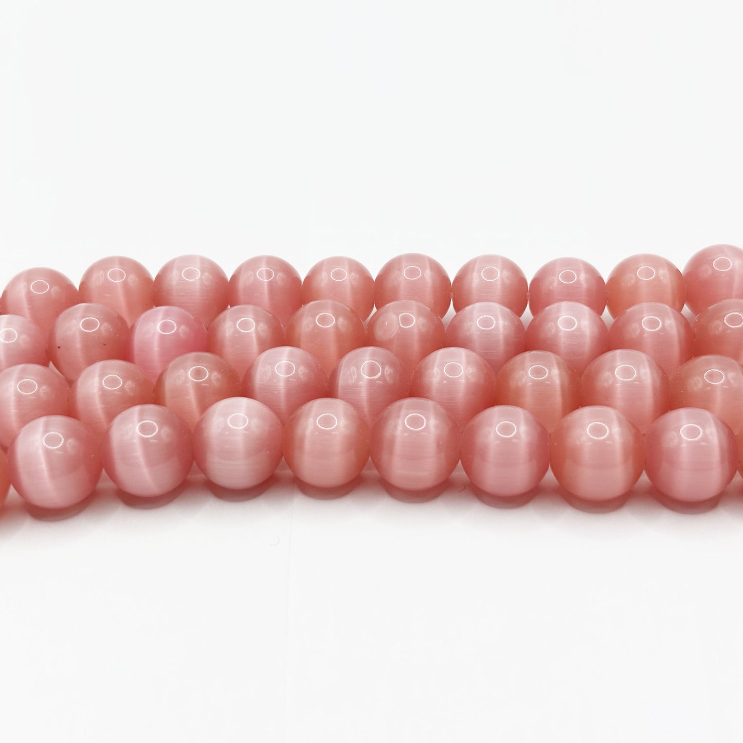 Pink Cat Eye 10mm Round Bead Strand
