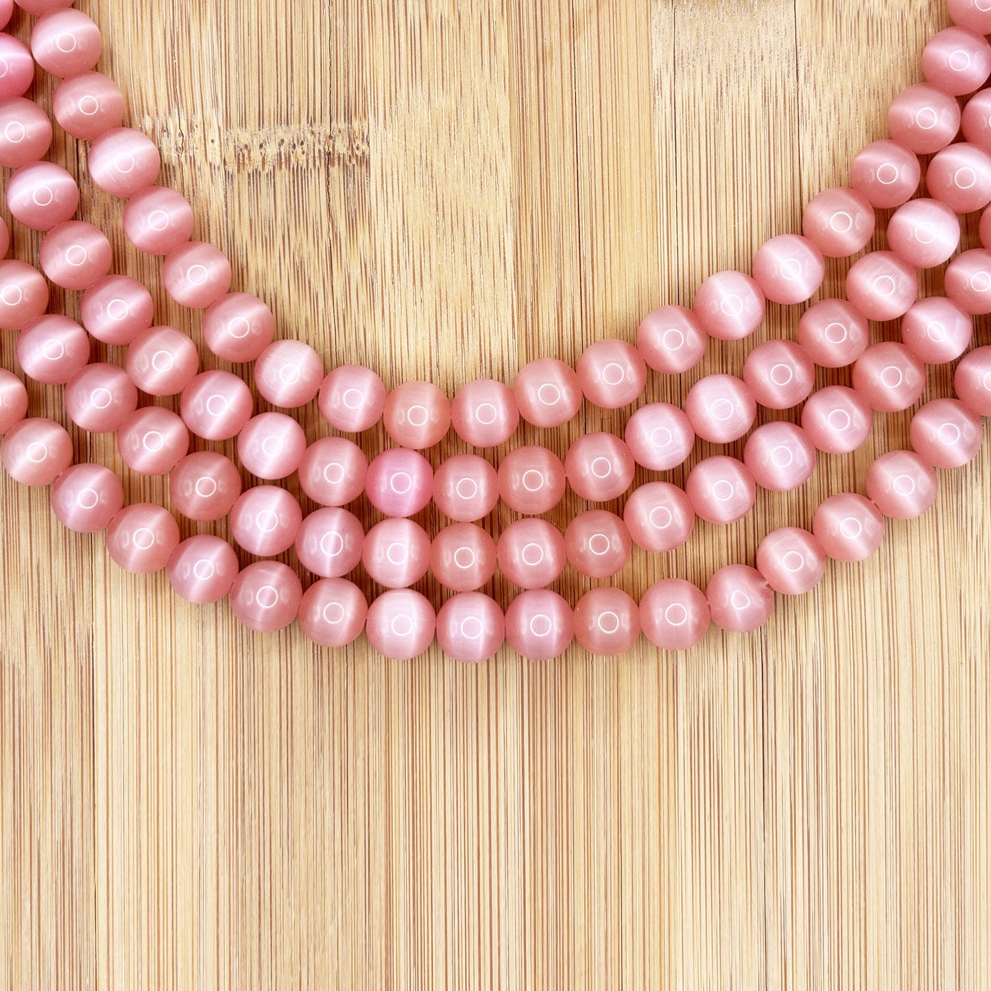 Pink Cat Eye 10mm Round Bead Strand