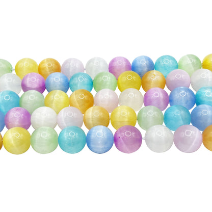Multi Color Selenite 10mm Round Bead Strand