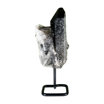 Smoky Quartz Crystal Point on Stand Natural Raw Healing Stone Display - RCR472