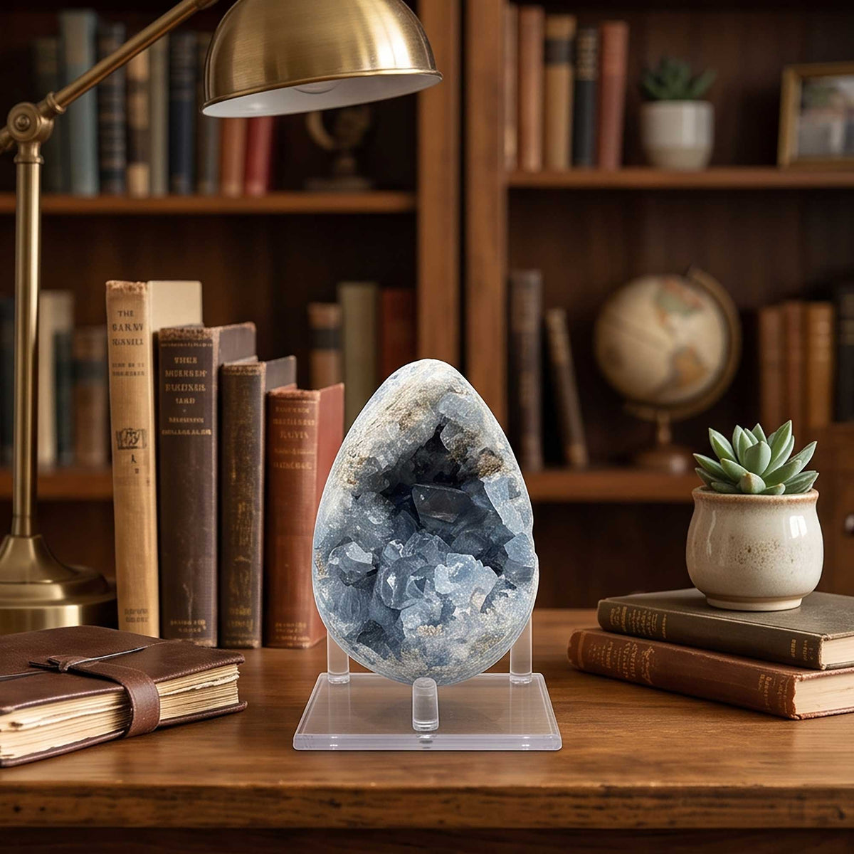 Celestite Geode 3.5" Natural Blue Crystal Cluster Gemstone