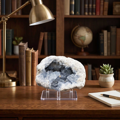 Celestite Geode 4" Natural Blue Crystal Cluster Gemstone