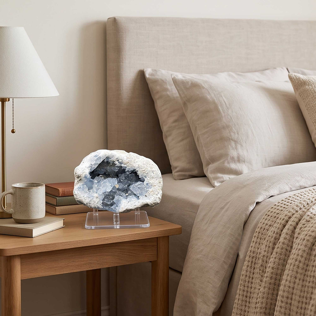 Celestite Geode 4" Natural Blue Crystal Cluster Gemstone