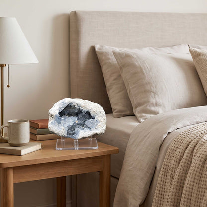 Celestite Geode 4" Natural Blue Crystal Cluster Gemstone