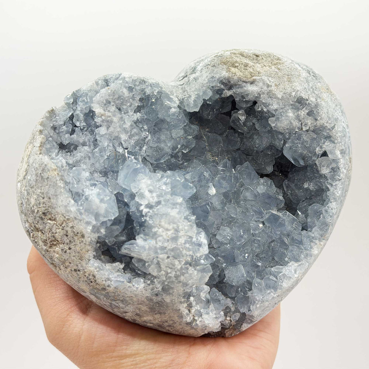 Celestite Crystal Heart Geode - Gem Avenue Ratail