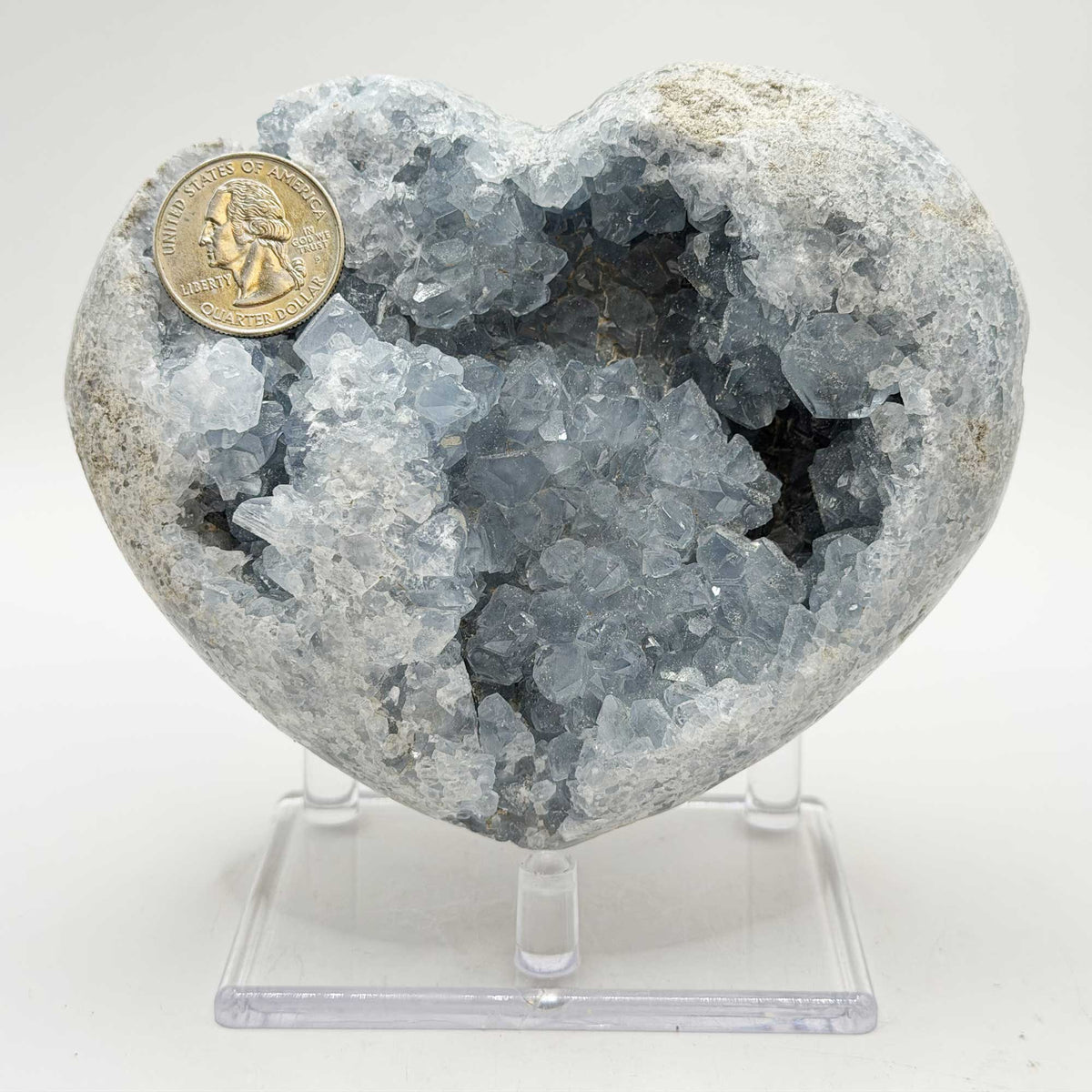 Celestite Crystal Heart Geode - Gem Avenue Ratail