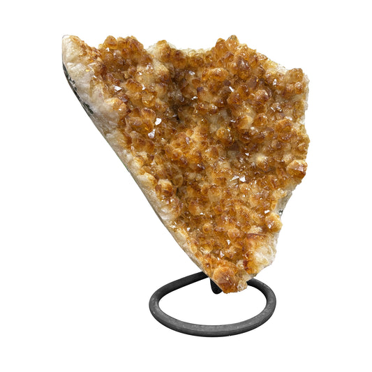 8.75 Inch Natural Citrine Crystal Cluster on Metal Stand Raw Stone for Home Decor - RGD785