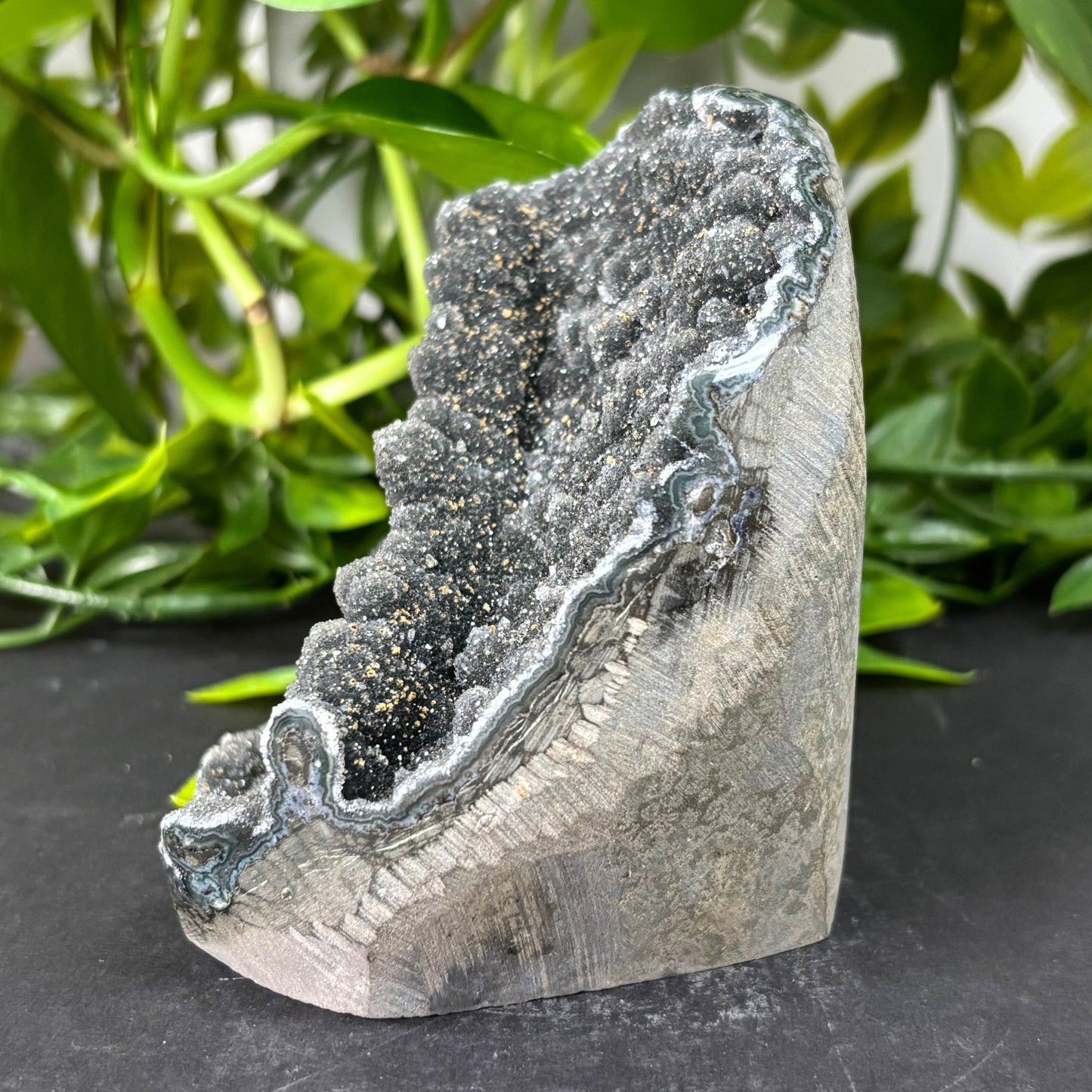Natural Black Amethyst Crystal Geode Beautiful Gemstone for Home Décor - RGD788