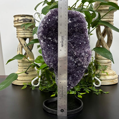 Natural Amethyst Geode on Stand 13 Inches Deep Purple Healing Crystal Cluster for Meditation & Collector Display - RGD789
