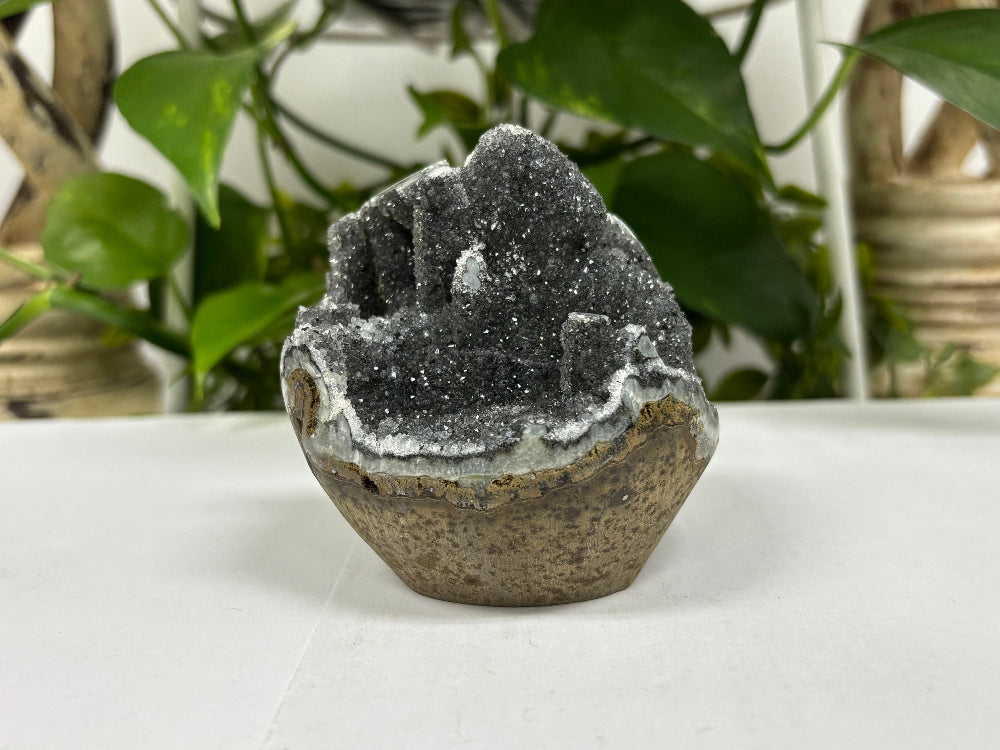 Black Amethyst Cut Base Geode - Gem Avenue