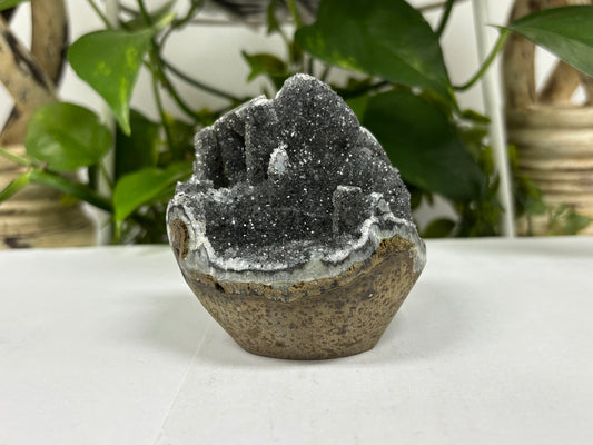 Black Amethyst Cut Base Geode - Gem Avenue