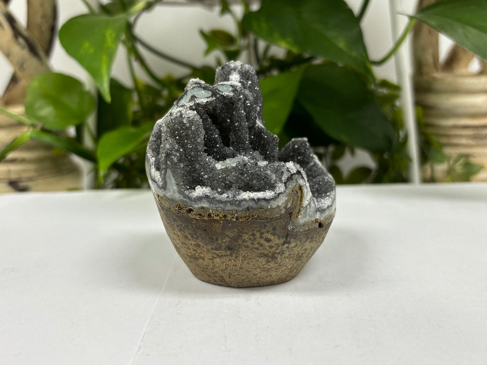 Black Amethyst Cut Base Geode - Gem Avenue