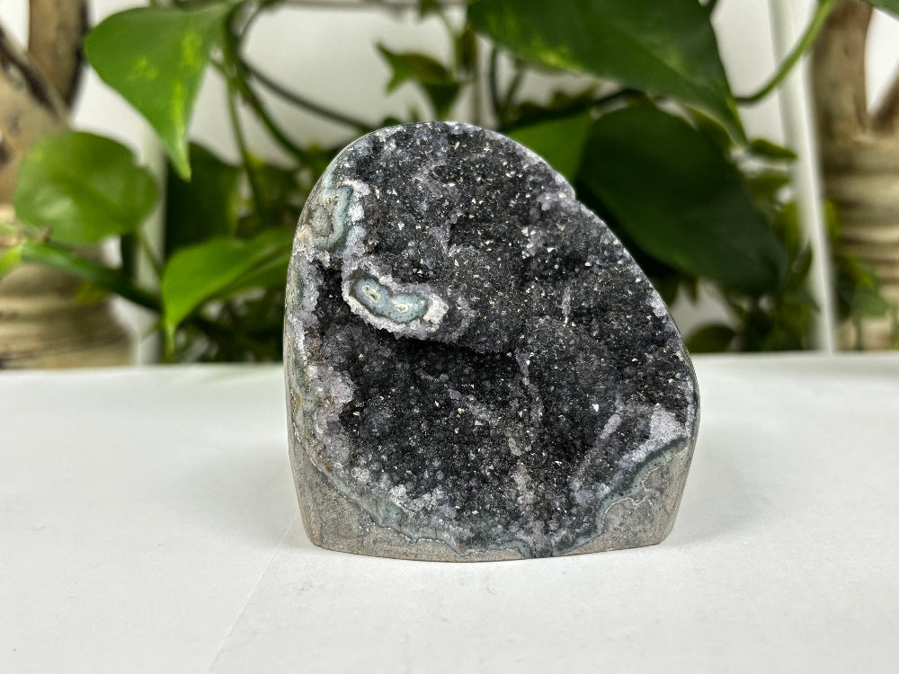 Black Amethyst Cut Base Geode - Gem Avenue