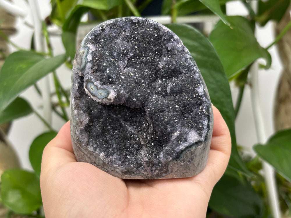 Black Amethyst Cut Base Geode - Gem Avenue