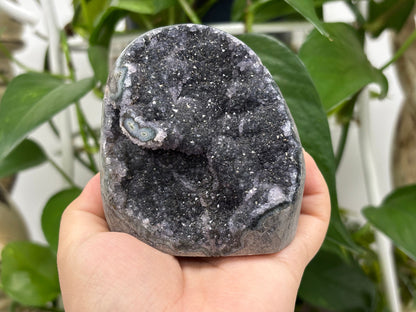 Black Amethyst Cut Base Geode - Gem Avenue