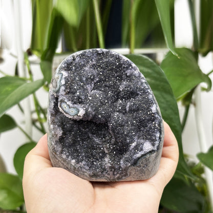 Natural Black Amethyst Cut Base Geode - Gem Avenue