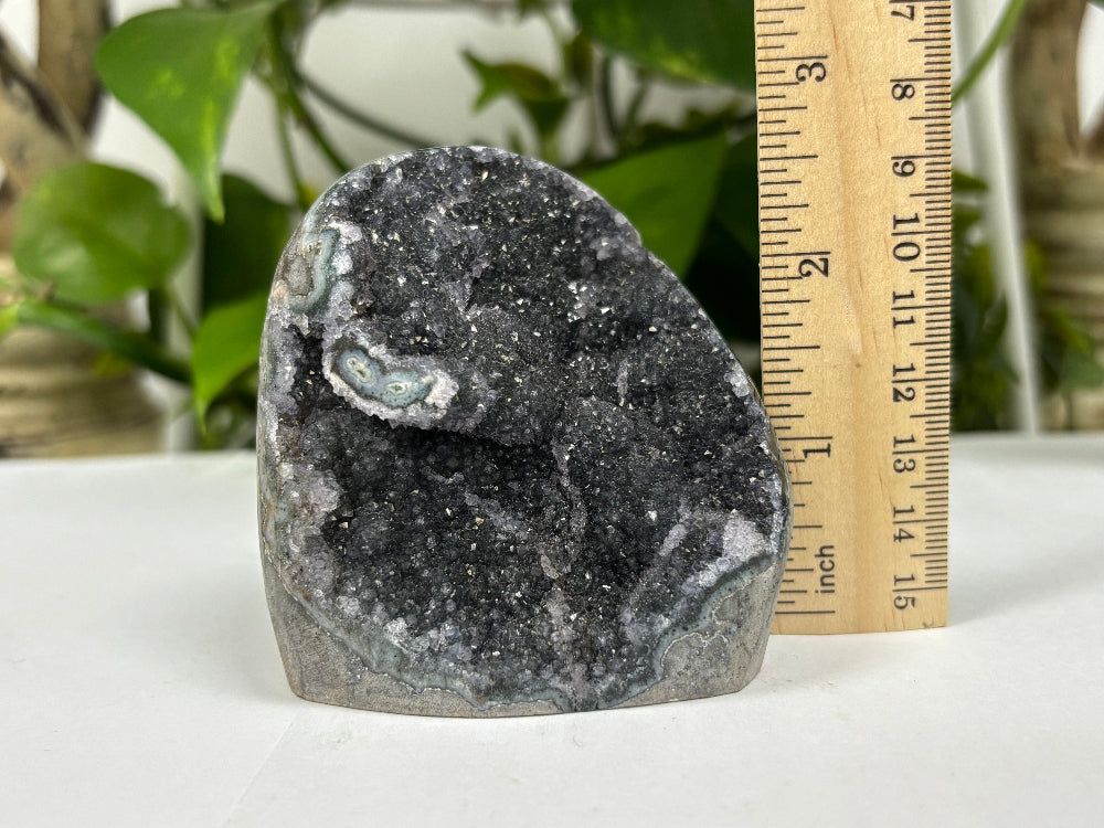 Black Amethyst Cut Base Geode - Gem Avenue