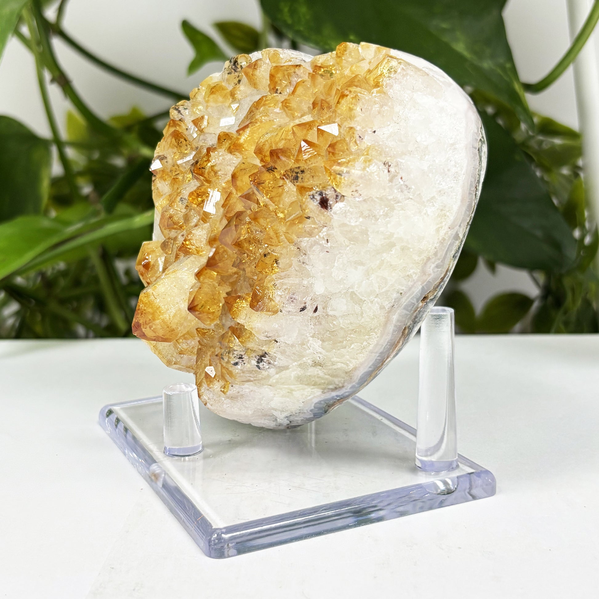 Natural Citrine Heart Shaped Crystal Geode -Gem Avenue