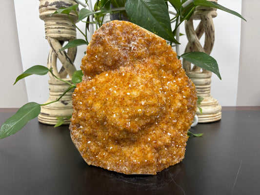 Natural Citrine Crystal Geode Cluster Unique Raw Healing Stone for Prosperity & Home Decor
