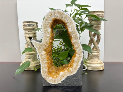 Natural Yellow Citrine Crystal Cluster Geode - Gem Avenue