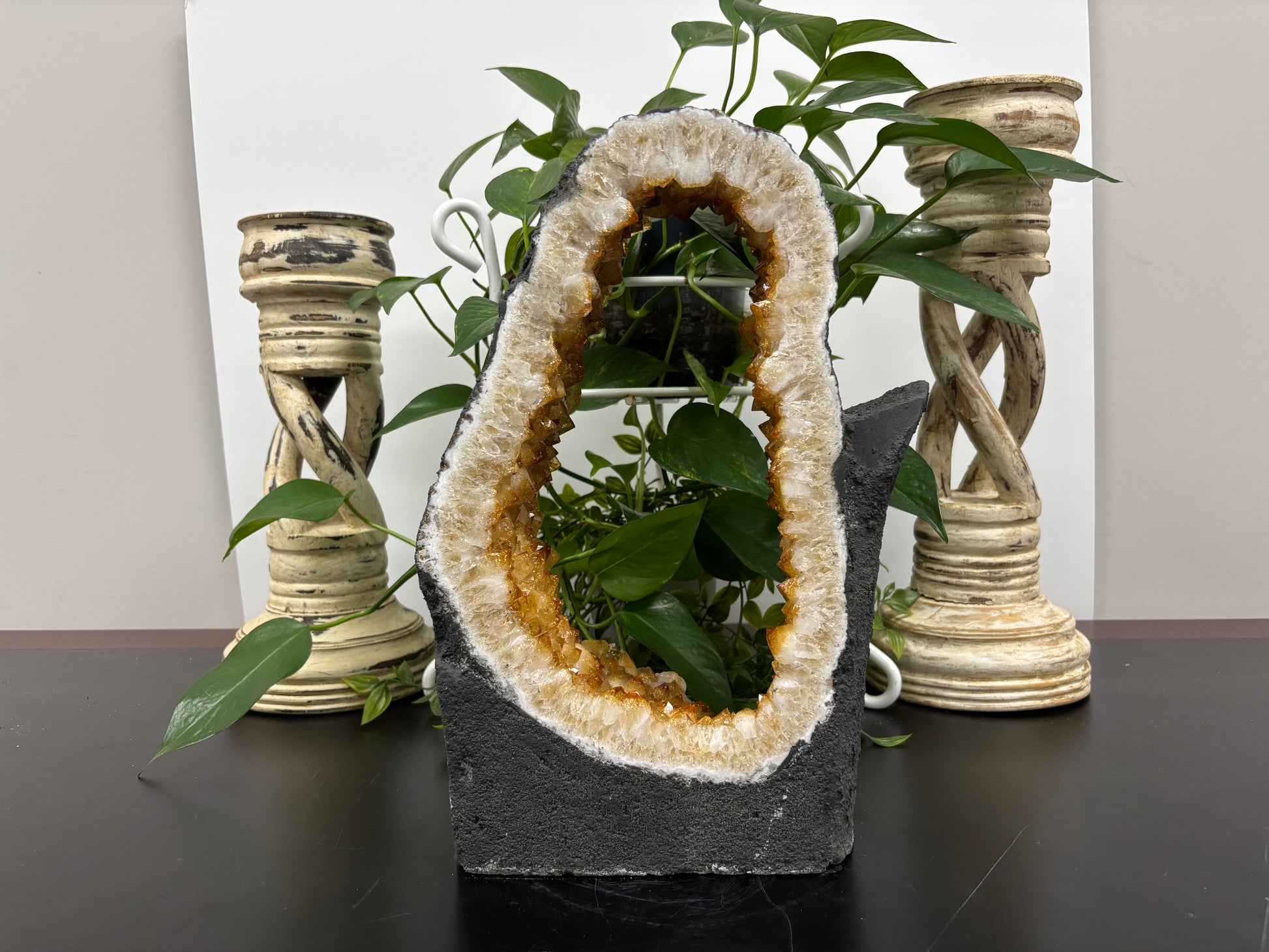Natural Yellow Citrine Crystal Cluster Geode - Gem Avenue