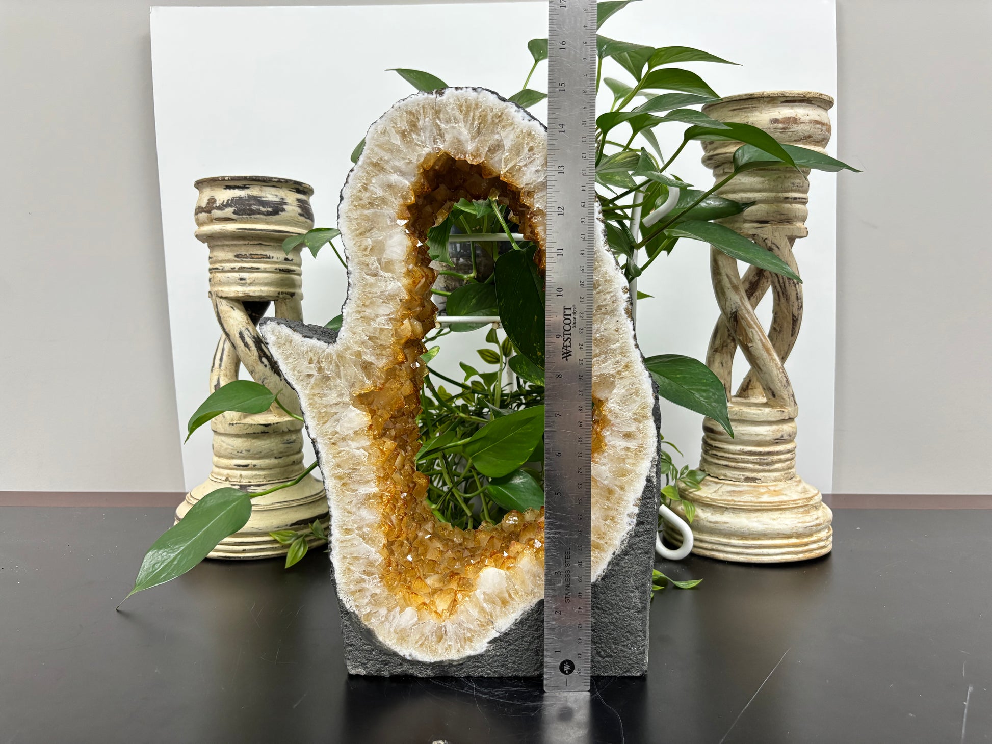 Natural Yellow Citrine Crystal Cluster Geode - Gem Avenue