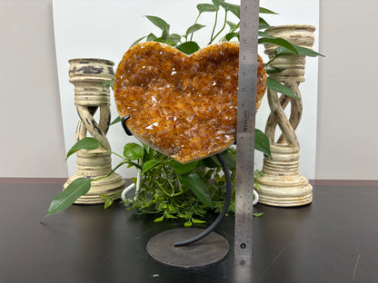 Natural Citrine Crystal Geode Heart Unique Raw Healing Stone Cluster for Positive Energy, Decor and Gifting