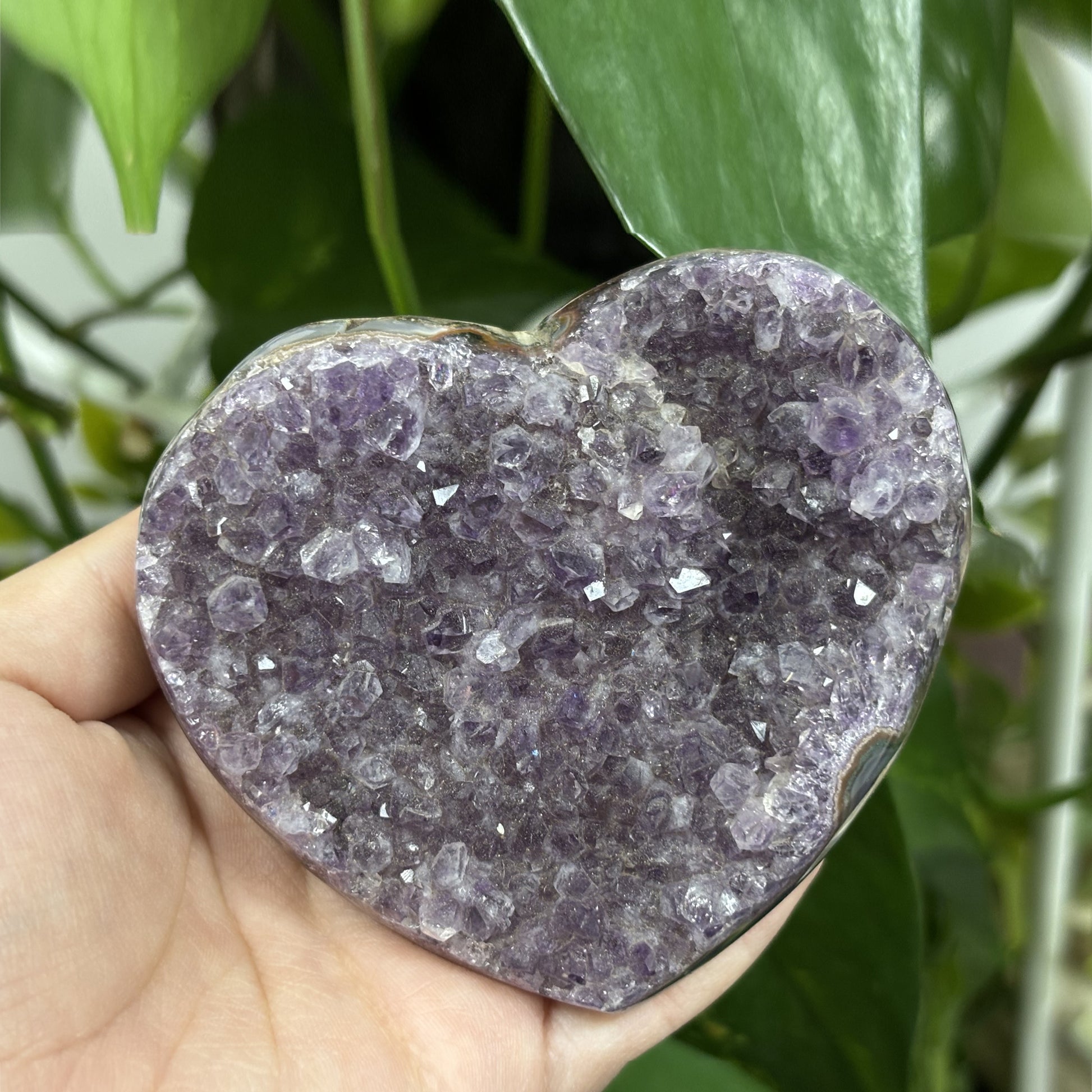 Purple Amethyst Heart Shaped Crystal Geode - Gem Avenue