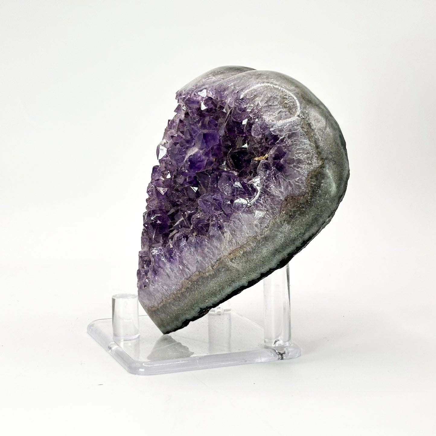 Purple Amethyst Heart Shaped Crysal Geode - Gem Avenue