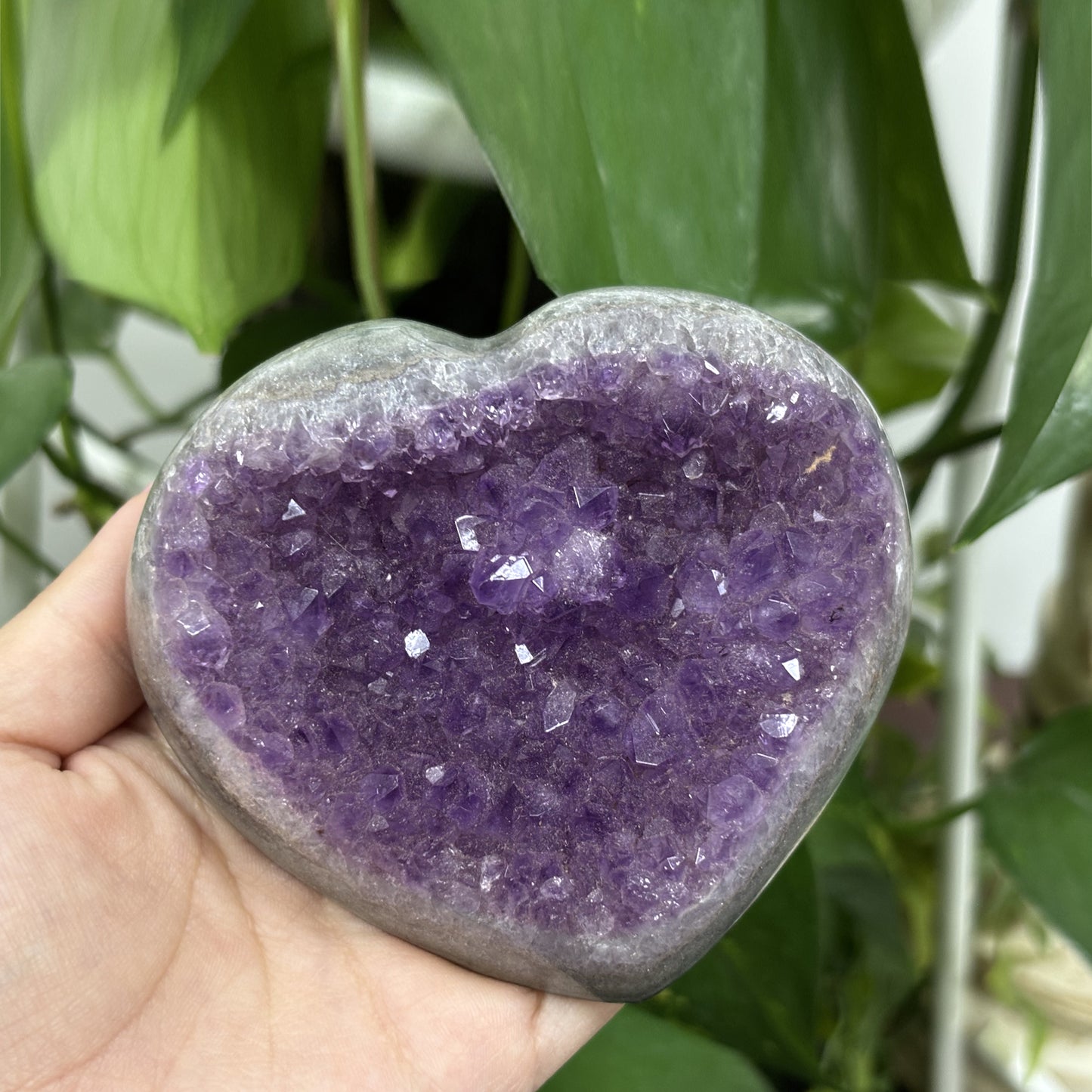 Purple Amethyst Heart Shaped Crysal Geode - Gem Avenue