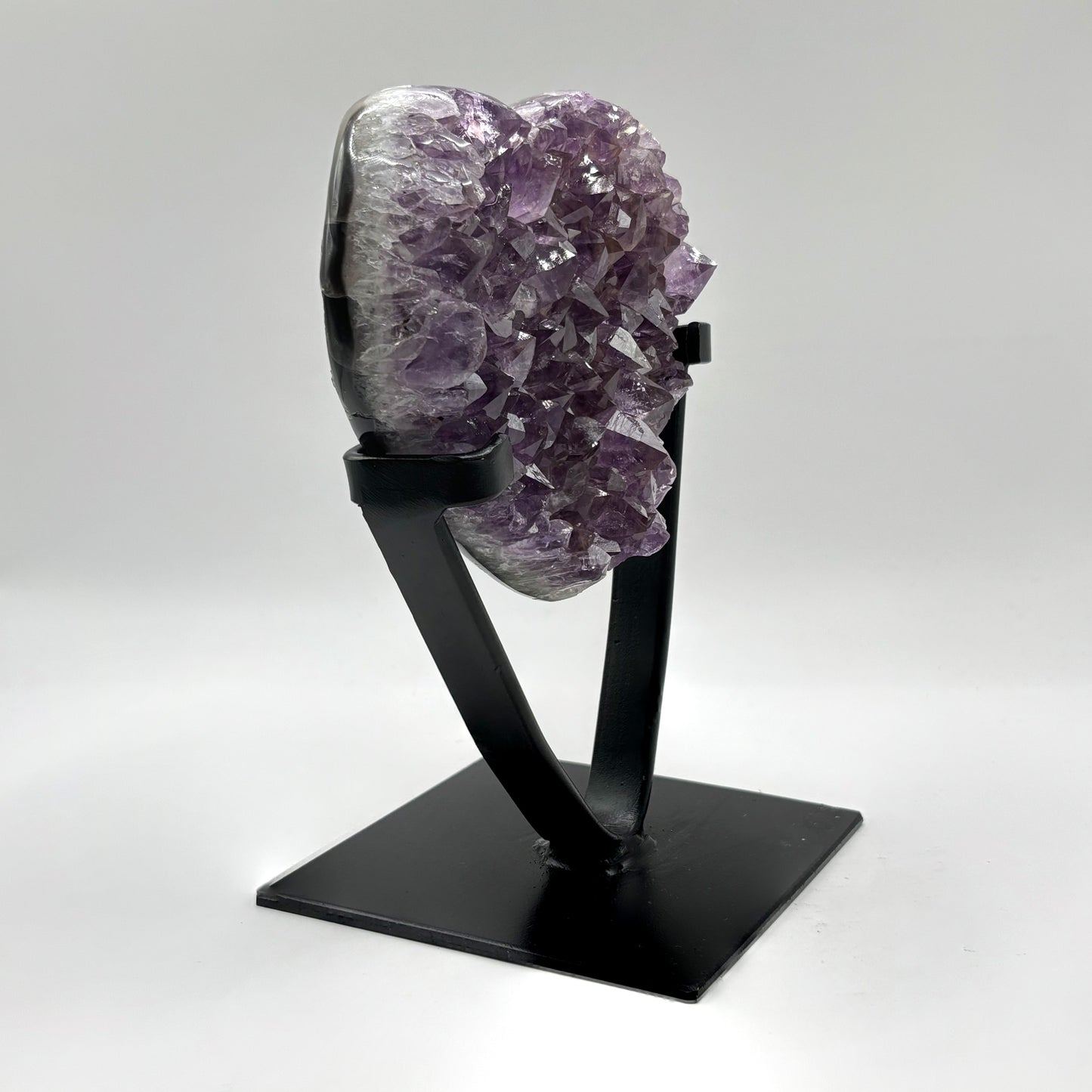 Purple Amethyst Heart-Shaped Crystal Geode on Stand - Gem Avenue Retail