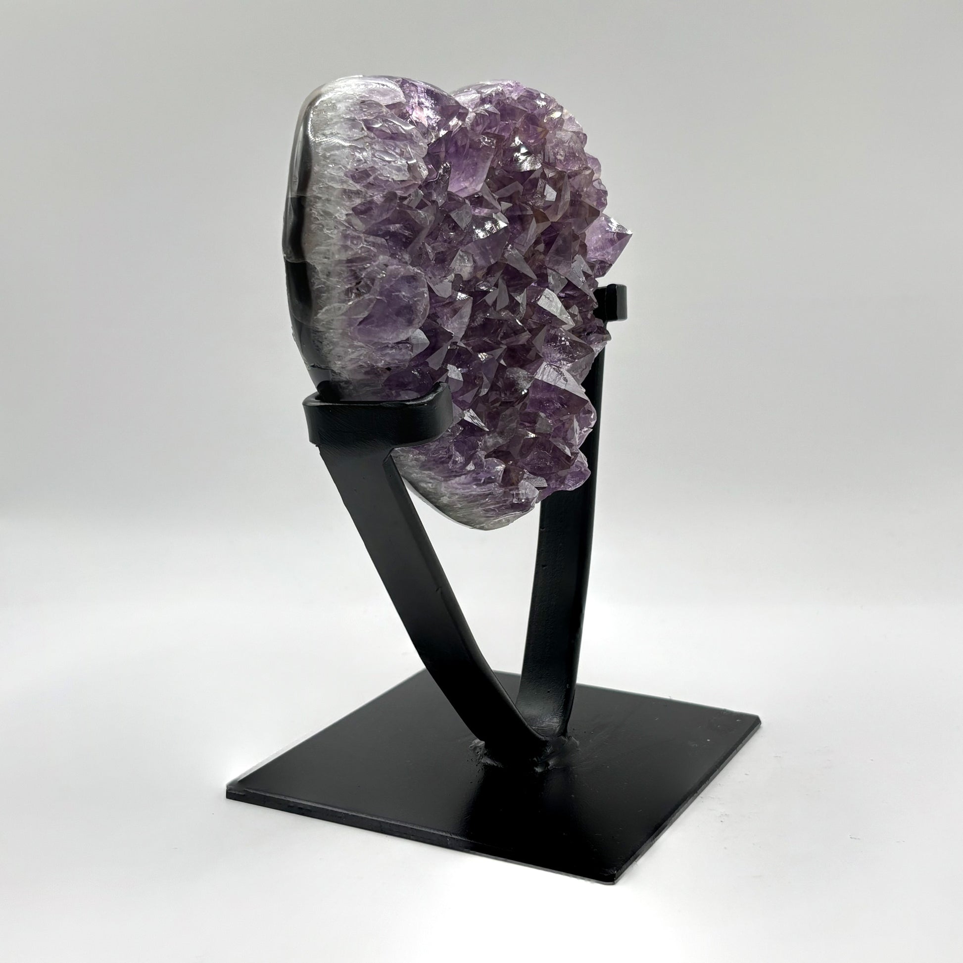 Purple Amethyst Heart-Shaped Crystal Geode on Stand - Gem Avenue Retail