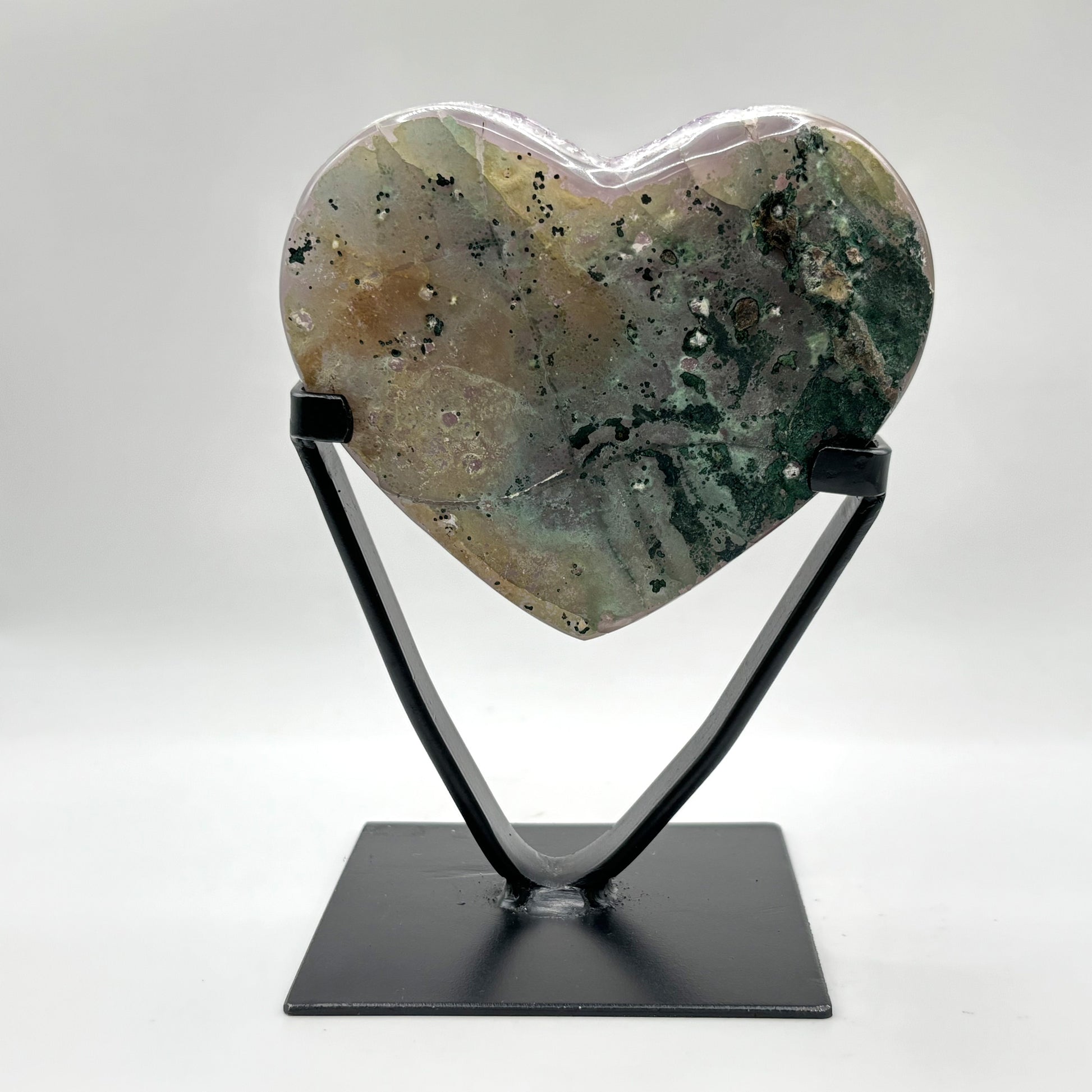 Purple Amethyst Heart-Shaped Crystal Geode on Stand - Gem Avenue Retail