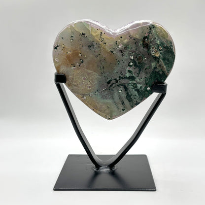Purple Amethyst Heart-Shaped Crystal Geode on Stand - Gem Avenue Retail