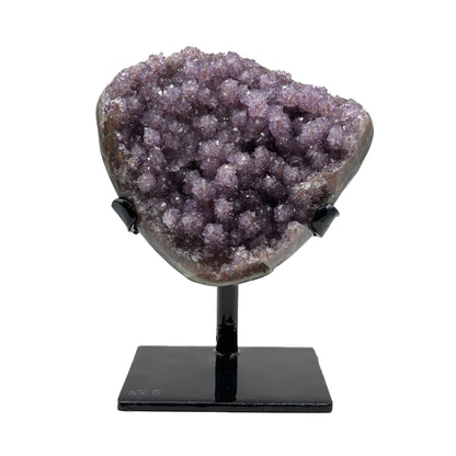 Natural Purple Amethyst Geode on Stand for Home Decor, Meditation, and Healing Crystal Display - RGD824